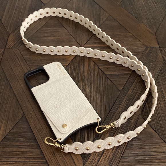 Bandolier Accessories - Bandolier White Pebbled Leather Crossbody IPhone 13 Pro